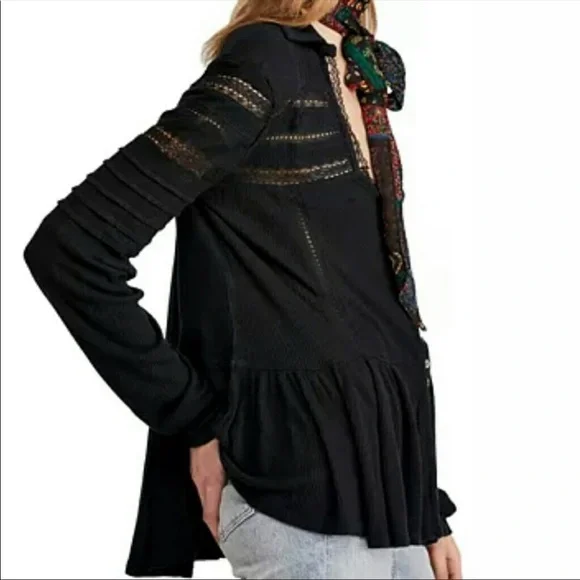 Free People Set to Stun Lace Flowy Boho Top - Picture 3 of 14